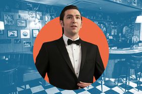 Nicholas Braun as Cousin Greg on HBO's Succession; the bar at Ray's
