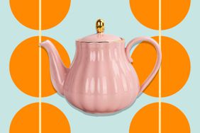 Sweejar Royal Teapot on a blue background with orange circles