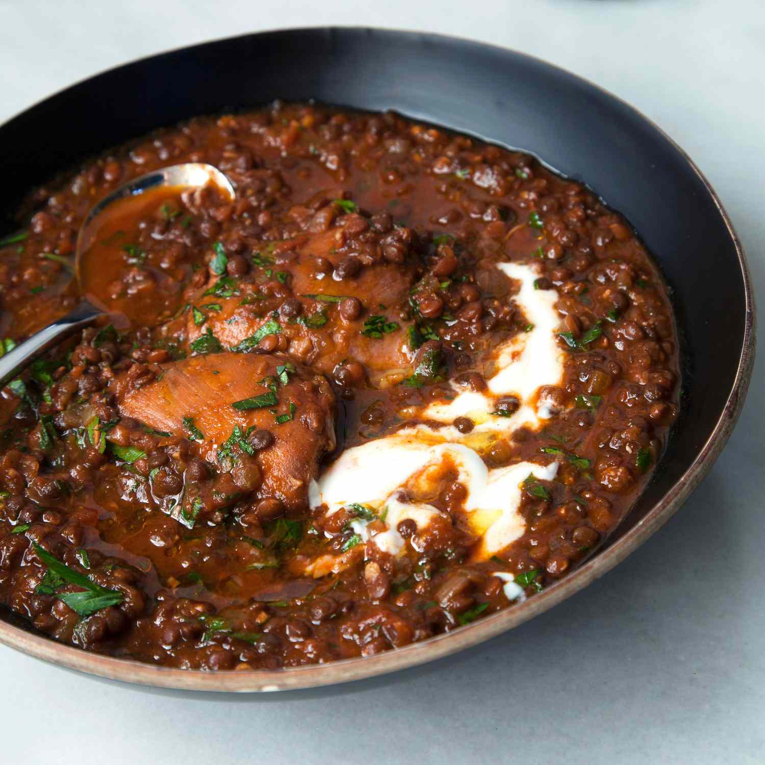 Slow Cooker Ethiopian-Spiced Chicken and Black Lentil Stew