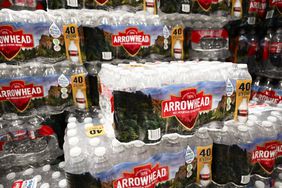 Cases of bottled Arrowhead 100% Mountain Spring Water