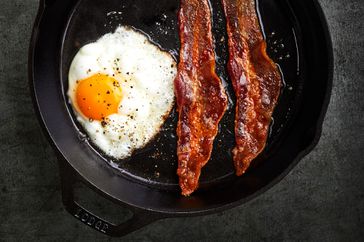Cast Iron Skillet with Bacon and Eggs