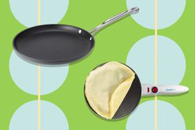 Best crepe makers collaged against blue and green polka dot background