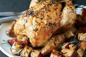 Brined Roast Chicken with Olive Bread Panzanella