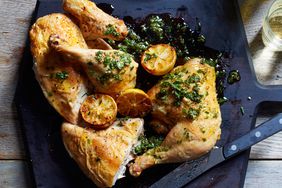 Roast Chicken with Salsa Verde and Roasted Lemons