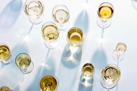 Various white wines in glasses