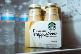 Starbucks Vanilla Frappuccino drinks in a fridge