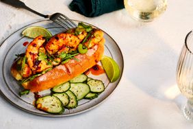 Warm Shrimp Roll with Chile Crisp with Cucumber Salad