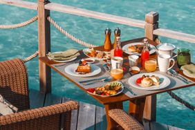 Luxurious breakfast by the sea
