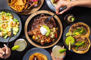 A spread of Mexican dishes from La Popular