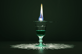 Absinthe in Glass with a Burning Sugar Cube